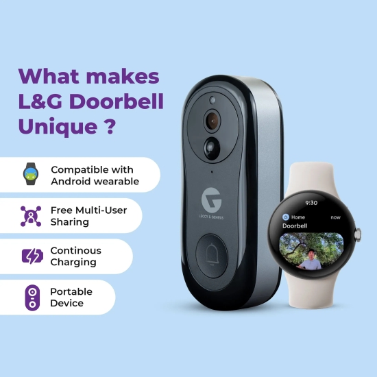 L&G Smart Video Doorbell V2, Wifi Video Door bell,  Alexa and Google Compatible | German Technology with Indian Standards