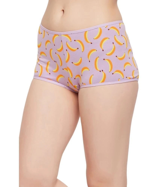 Clovia Purple Cotton Printed Womens Boy Shorts ( Pack of 1 ) - None