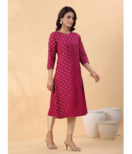 Janasya Crepe Printed Flared Womens Kurti - Wine ( Pack of 1 ) - None