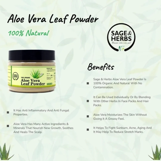 100% Organic Aloe Vera Leaf Powder-150 g