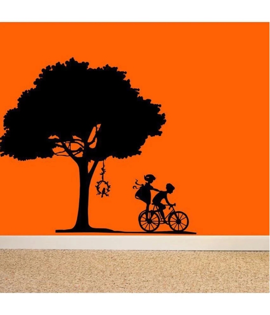 Decor Villa Girl is on bike with boy Vinyl Wall Stickers