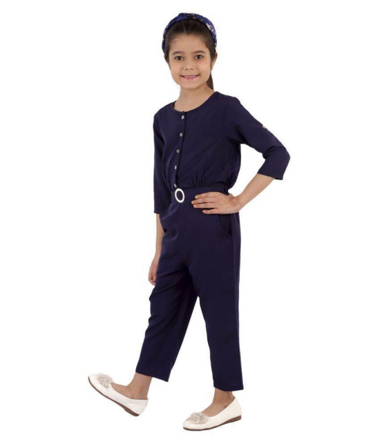 Kids Cave - Navy Blue Crepe Girls Jumpsuit ( Pack of 1 ) - None