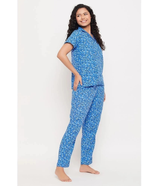 Clovia Blue Rayon Womens Nightwear Nightsuit Sets ( Pack of 2 ) - None