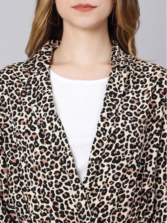 Oxolloxo Women Ramped Animal Printed Blazer