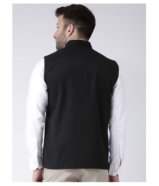 Hangup Black Polyester Blend Nehru Jacket - None