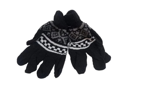 Mens Winter Warm Knitted Gloves with Geometric Pattern