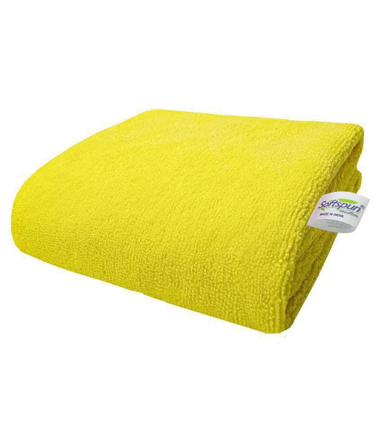 SOFTSPUN - Yellow Microfibre Solid Bath Towel (Pack of 1) - Yellow