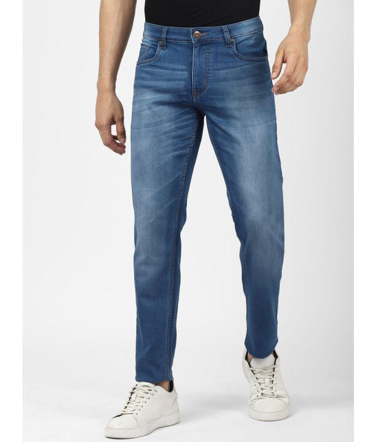 UrbanMark Men Slim Fit Light Blue Whisker Wash Stretchable Jeans - None