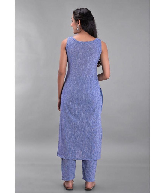 Maquien - Blue Straight Rayon Women's Stitched Salwar Suit ( Pack of 1 ) - None