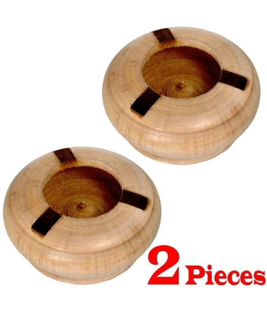 2 Pieces Wooden Handmade Cigarette Ashtray Ash Holder - Brown