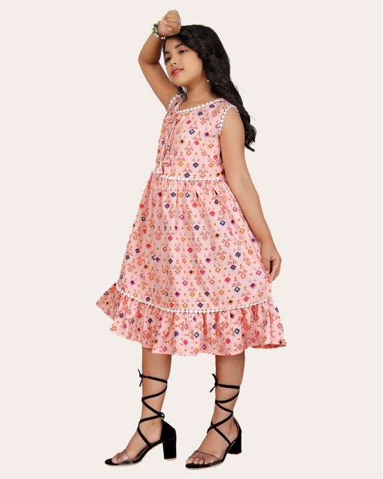 Girls Midi/Knee Length Festive/Wedding Dress-Pink / 4 - 5 Years