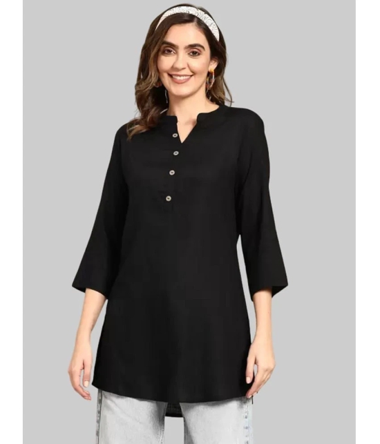 AKTIF Rayon Solid Straight Womens Kurti - Black ( Pack of 1 ) - None