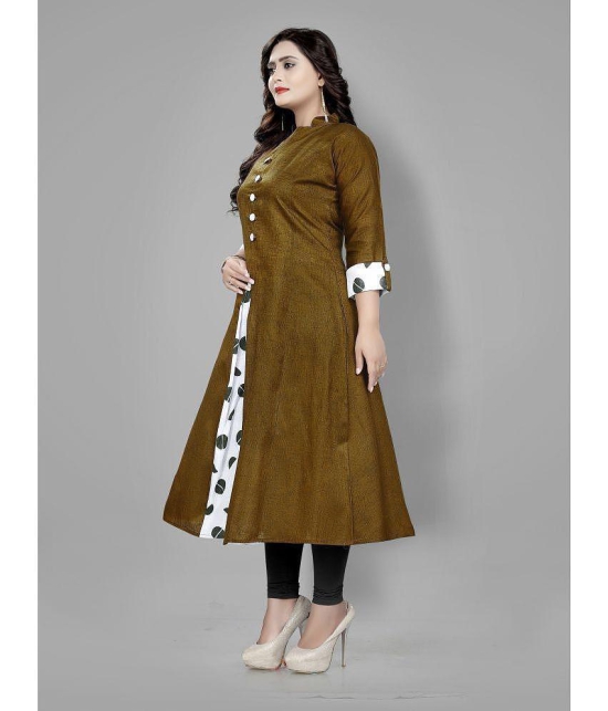 RIAANA - Brown Cotton Women's Front Slit Kurti ( Pack of 1 ) - None