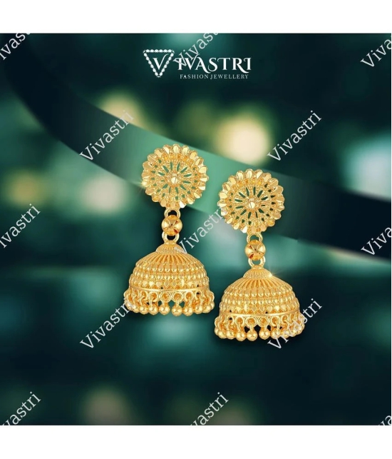 VIVASTRI Golden Jhumki Earrings ( Pack of 1 ) - Golden