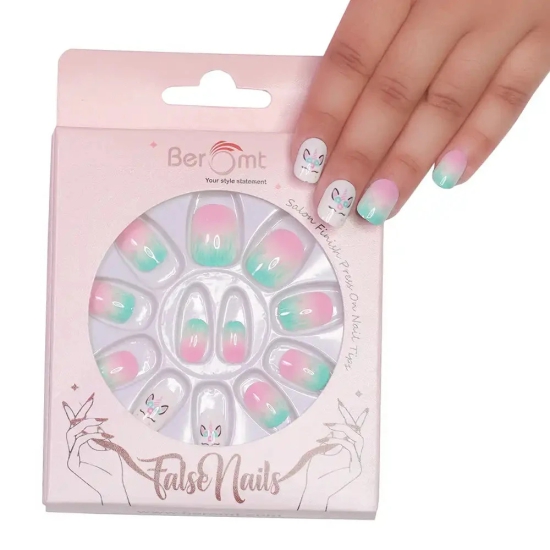 KIDS UNICORN FALSE NAILS (NAIL KIT INCLUDED)-Unicorn Blue