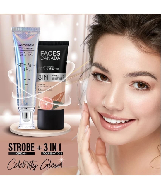 FACES CANADA Strobe Cream - Silver, 30ml | Primer + Highlighter + Moisturizer | Flawless Radiant Skin