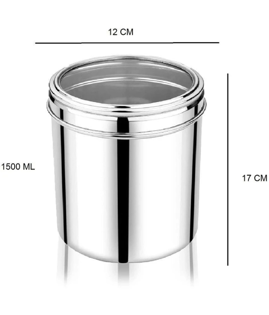 Dynore 1500 ML Canisters Steel Silver Utility Container ( Set of 2 ) - Silver