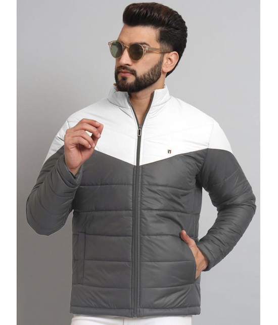 MXN Polyester Men''s Quilted & Bomber Jacket - Grey ( Pack of 1 ) - None