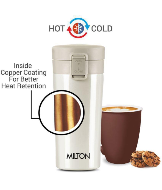 Milton Thermosteel Vacuum Insulated Coffee Mug, 300 ml, Cream | Hot & Cold Flask | Leak Proof | Rust Proof | Thermos | Soup Flask| Juice Mug | Water Flask| Tea Mug | Easy Grip - Cream