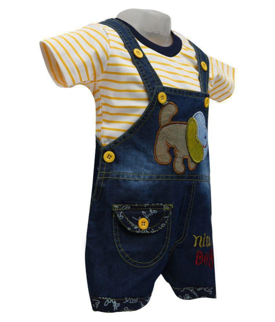 Zadmus Unisex Top and Dungaree Set Denim, Yellow - 0-6 Months