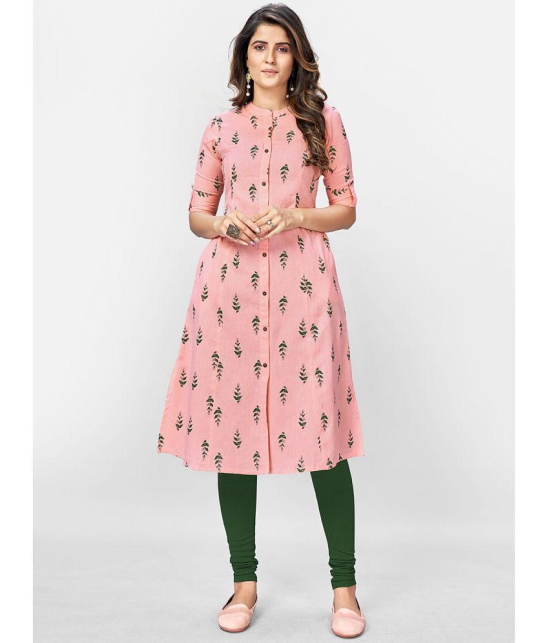 Vbuyz - Pink Cotton Womens Front Slit Kurti ( Pack of 1 ) - None