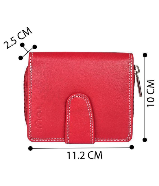 Tough Women Red Genuine Leather Wallet - Regular Size (11 Card Slots) - Red