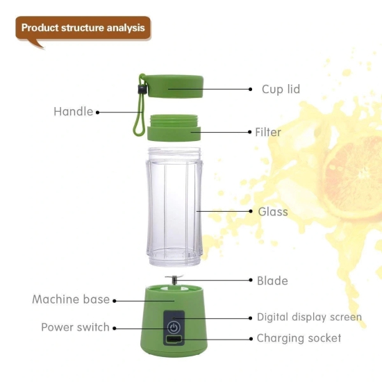 Portable USB Electric Juicer - 6 Blades (Protein Shaker)  by Ruhi Fashion India