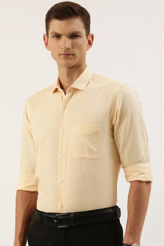 Men Beige Regular Fit Formal Full Sleeves Formal Shirt