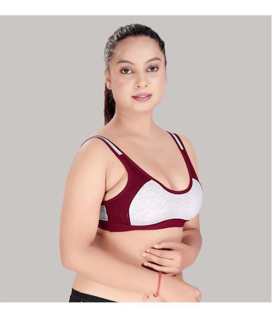 HAYA Maroon Cotton Non Padded Women's Everyday Bra ( Pack of 1 ) - None