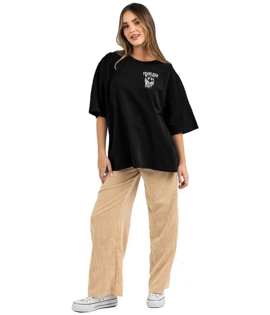 Leotude - Black Cotton Blend Oversized Womens T-Shirt ( Pack of 1 ) - None