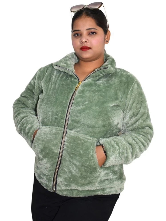 Looks United - Faux Fur Green Jackets Pack of 1 - None