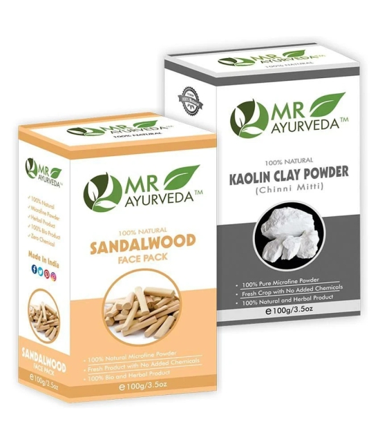 MR Ayurveda Organic Sandalwood Powder and Kaolin Powder Face Pack Masks 200 gm Pack of 2