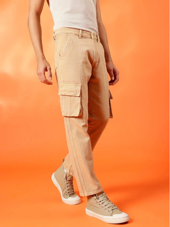 BWOLVES Men''s Clean Look Cotton Cargo Jeans: Effortless Style in Coloured Shade Beige-38