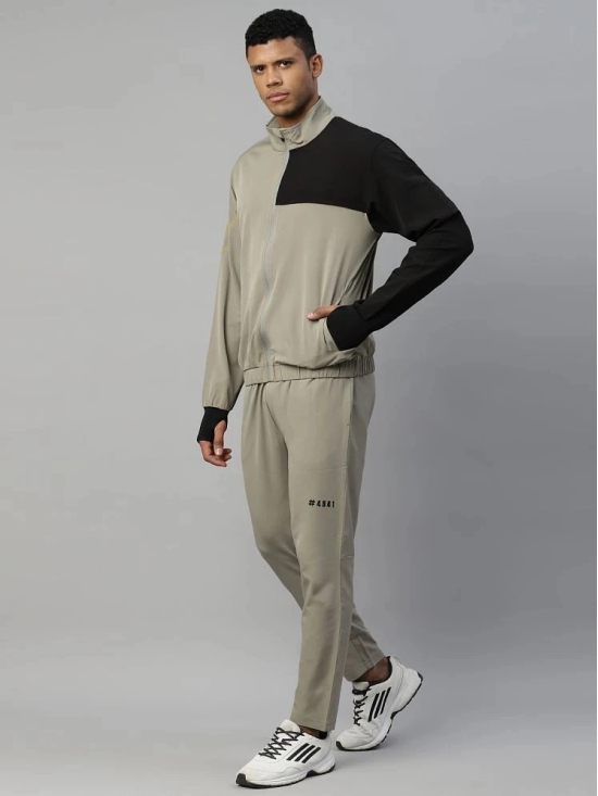 Dida Sportswear Light Grey Polyester Regular Fit Colorblock Mens Sports Tracksuit ( Pack of 1 ) - None