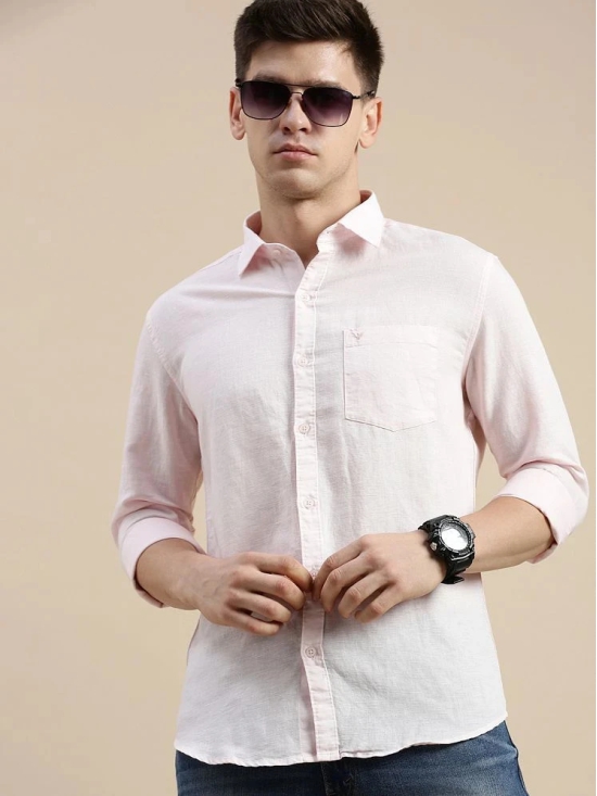 Showoff Linen Regular Fit Solids Full Sleeves Mens Casual Shirt - Pink ( Pack of 1 ) - None