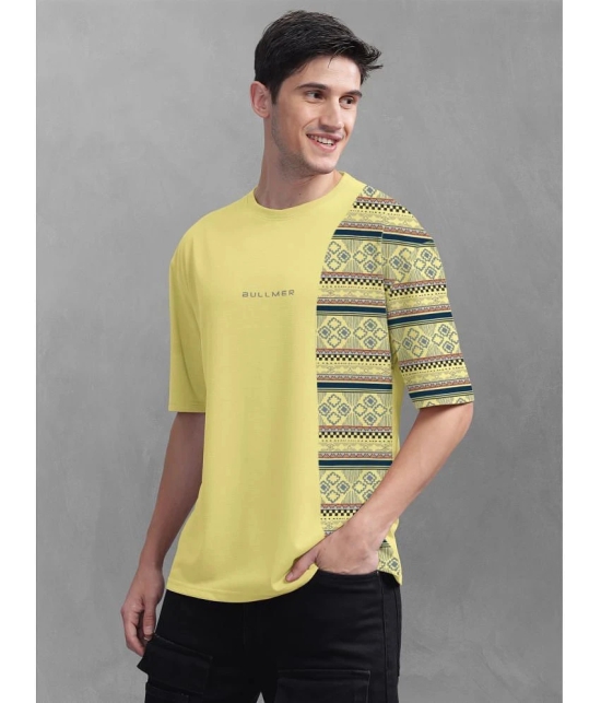 BULLMER Cotton Blend Oversized Fit Printed Half Sleeves Mens T-Shirt - Yellow ( Pack of 2 ) - None