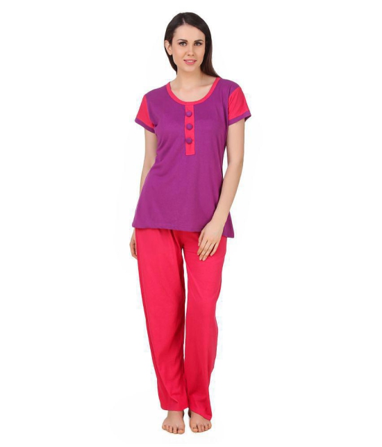 Fasense Cotton Nightsuit Sets - Purple - L