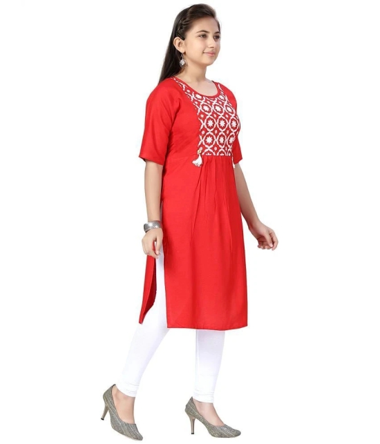 Aarika Red Cotton Girls Kurti Legging Set ( Pack of 1 ) - None