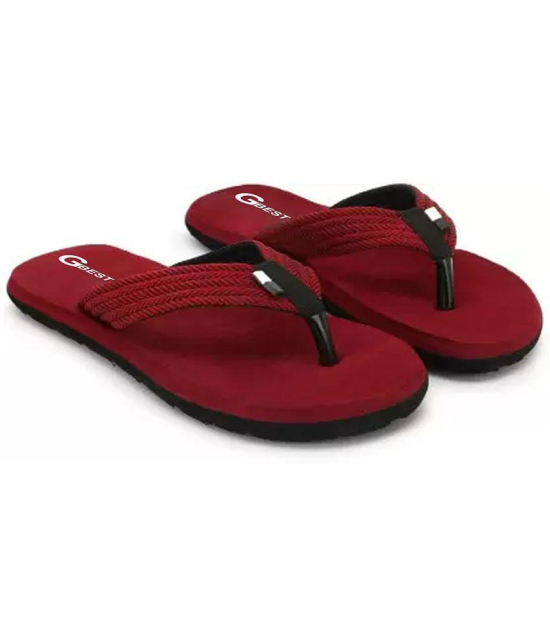 GBest - Maroon Men's Thong Flip Flop - None