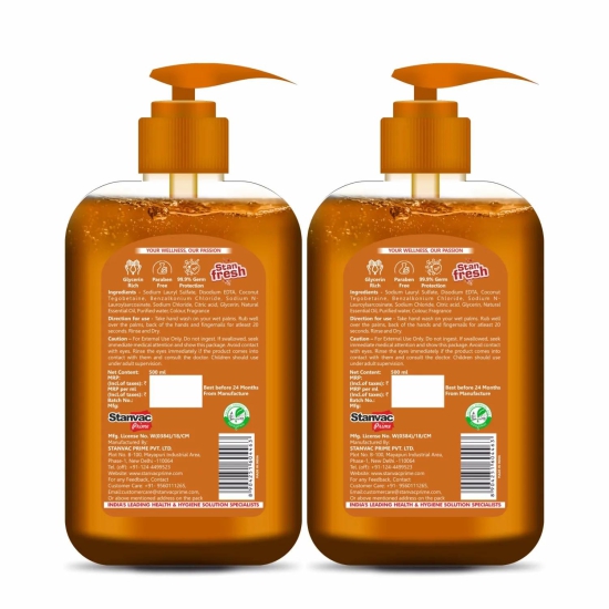 Stanfresh Hygiene Liquid Hand Wash Bergamot Orange 500ml(Pack Of 2)