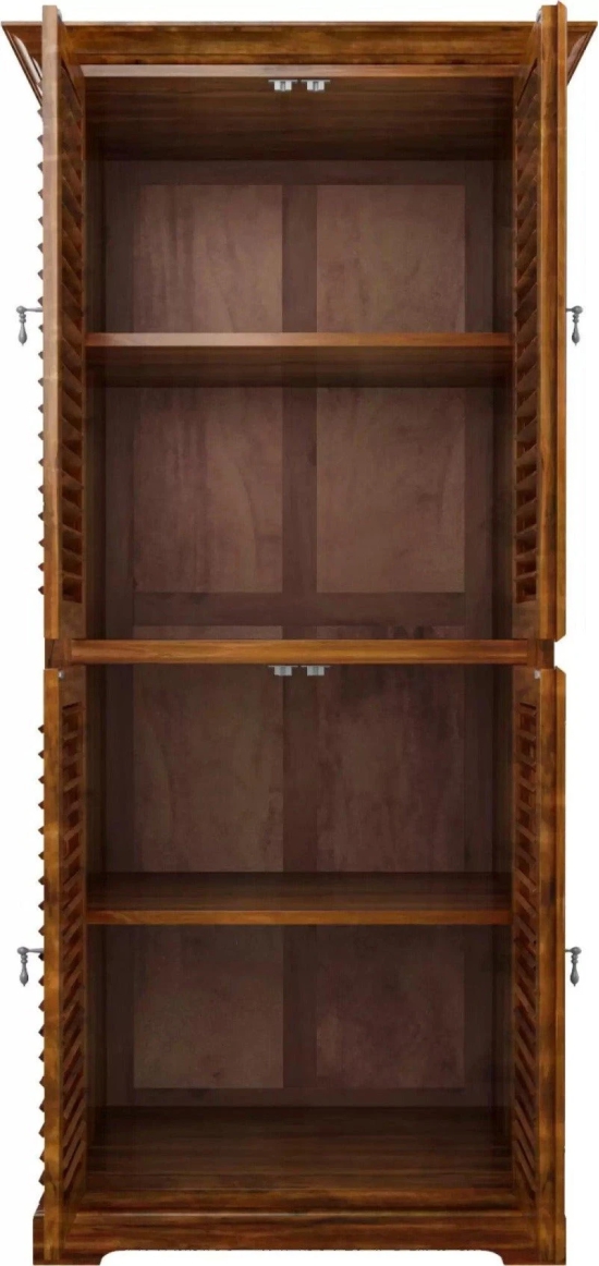 Premium Teak 4 Door Wood Wardrobe-Brown