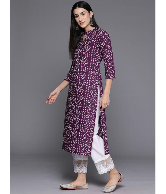 Varanga Cotton Printed Straight Womens Kurti - Purple ( Pack of 1 ) - None