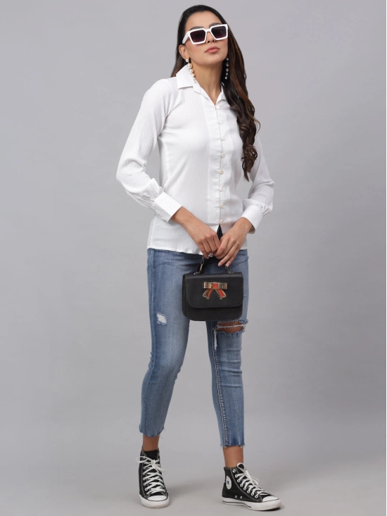 Women White Solid Shirt-M / White