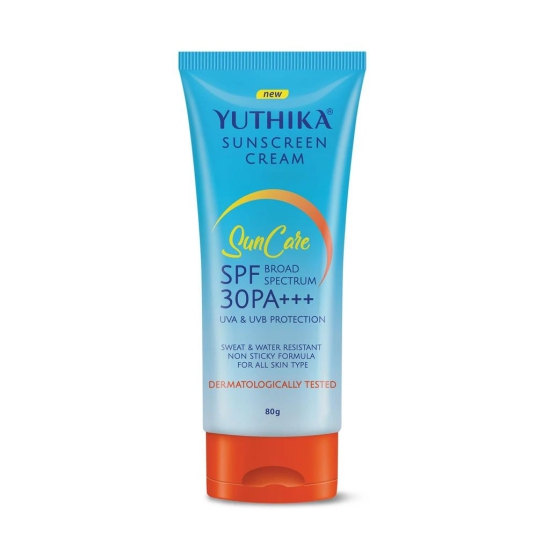 Yuthika Sunscreen SPF 30 PA+++ with UVA & UVB Protection 80g, Dermatologically Tested Sunscreen Cream for Women and Men