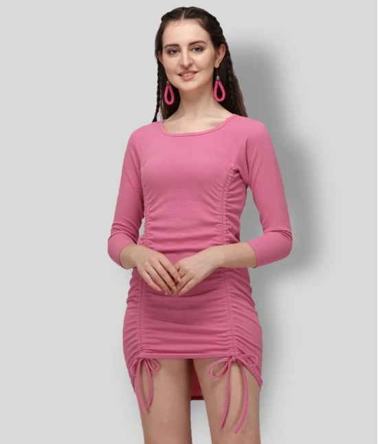 Selvia - Pink Cotton Lycra Womens Bodycon Dress ( Pack of 1 ) - None