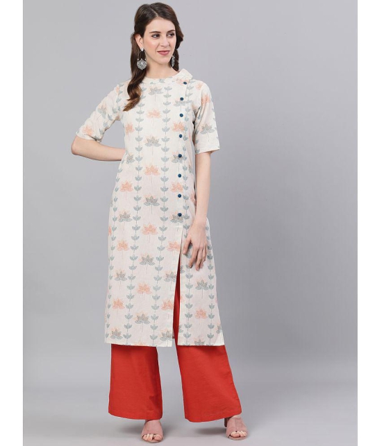 Antaran Cotton Printed Straight Womens Kurti - White ( Pack of 1 ) - None