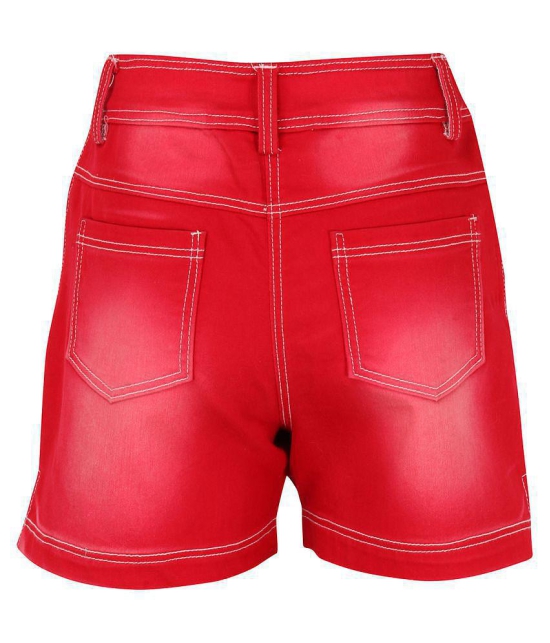 Cutecumber - Red Denim Girls Cycling Shorts ( Pack of 1 ) - None