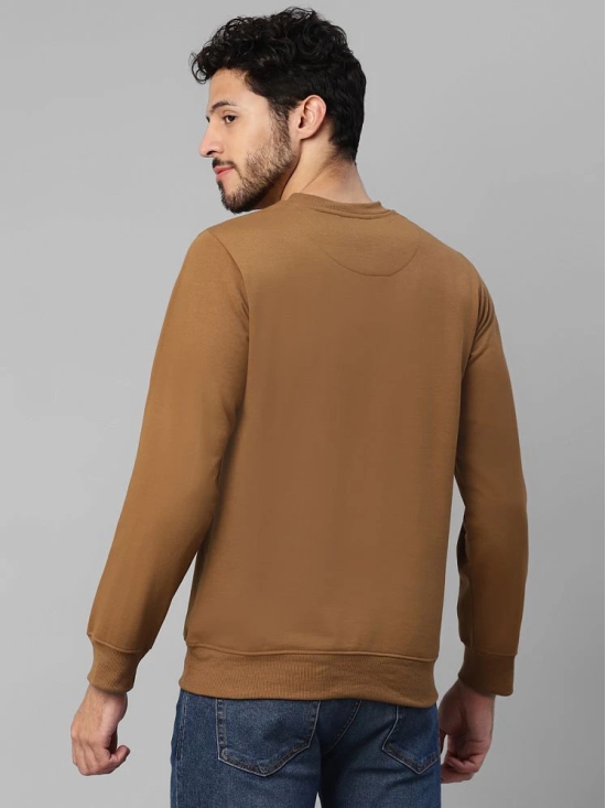 UrbanMark Men Regular Fit Printed Full Sleeves Round Neck Fleece Sweatshirt-Brown - None