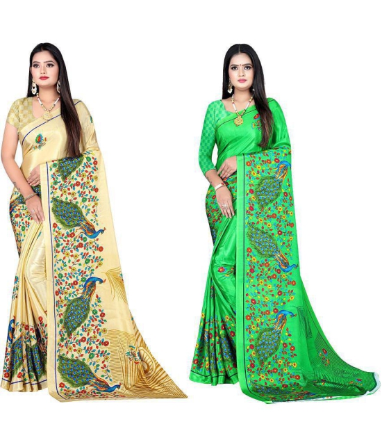 LEELAVATI - Multicolor Crepe Saree With Blouse Piece ( Pack of 2 ) - Multicolor