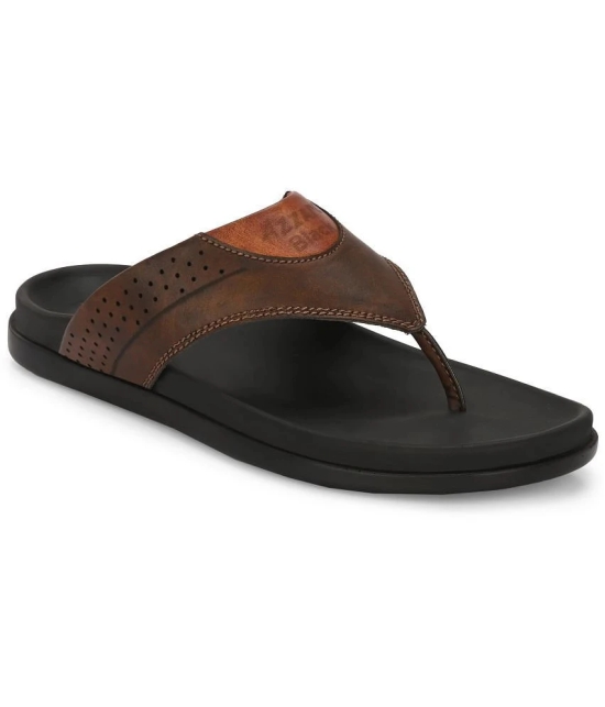 Leeport - Brown Mens Thong Flip Flop - None